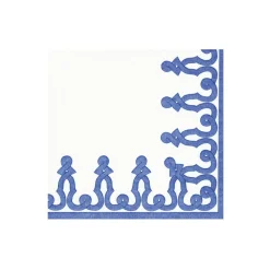 Dessin Passementerie Riviera Blue Paper Linen Boxed Cocktail Napkins - 30 Per Package