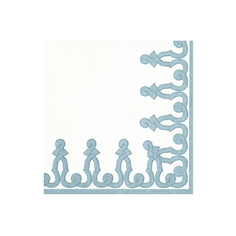 Dessin Passementerie Stone Blue Paper Boxed Cocktail Napkins - 30 Per Package