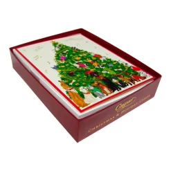 Dogs And Cats Christmas Tree Large Boxed Christmas Cards - includes 15 cards & envelopes