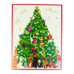 Dogs And Cats Christmas Tree Large Boxed Christmas Cards - includes 15 cards & envelopes