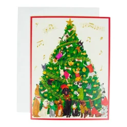 Dogs And Cats Christmas Tree Large Boxed Christmas Cards - includes 15 cards & envelopes
