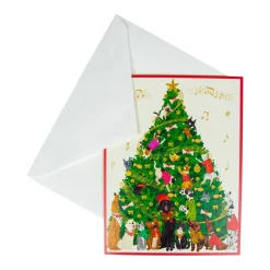Dogs And Cats Christmas Tree Large Boxed Christmas Cards - includes 15 cards & envelopes