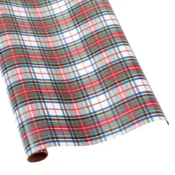 Dress Stewart Tartan Reversible Gift Wrapping Paper in White - 30" x 8' Roll