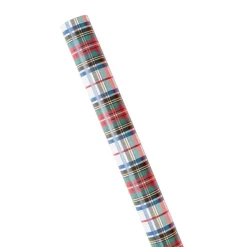 Dress Stewart Tartan Reversible Gift Wrapping Paper in White - 30" x 8' Roll
