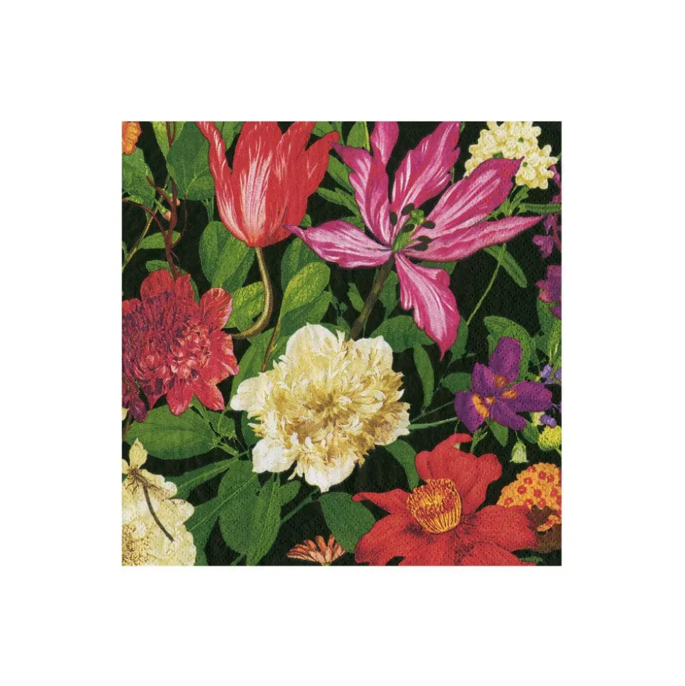 Dutch Floral Black Cocktail Napkins - includes 20 Cocktail Napkins