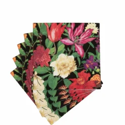 Dutch Floral Black Cocktail Napkins - includes 20 Cocktail Napkins