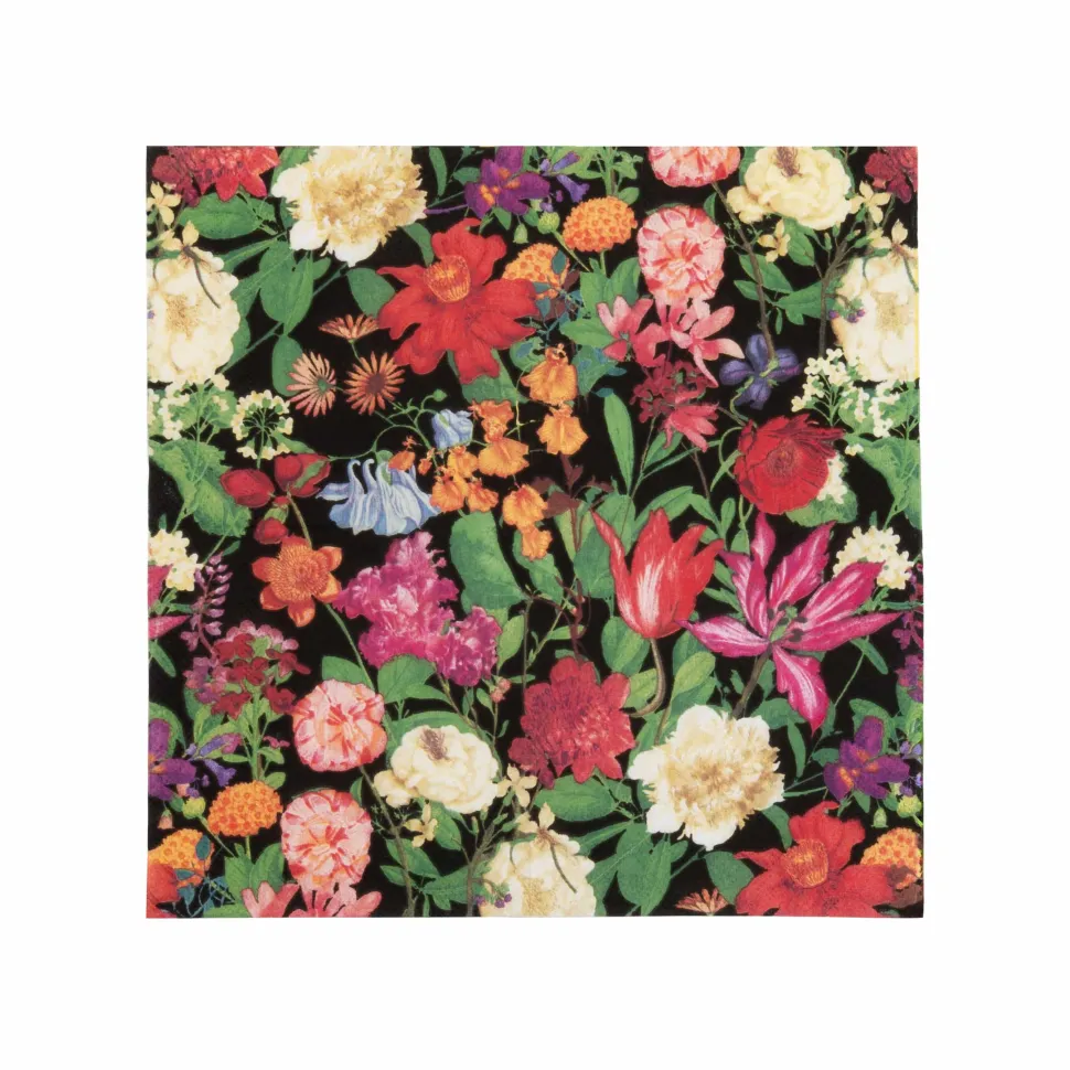 Dutch Floral Black Cocktail Napkins - includes 20 Cocktail Napkins