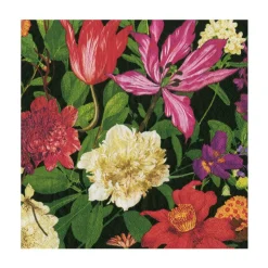 Dutch Floral Black Luncheon Napkins - includes 20 Luncheon Napkins