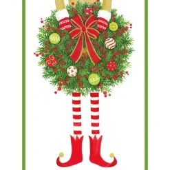 Elf Holding Wreath Small Boxed Christmas Cards - includes 15 cards & envelopes