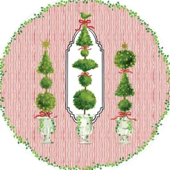 Eloise Red Round Paper Placemats - 12 Per Package