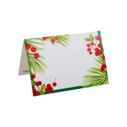 Evergreen & Berries White Place Cards - 8 count