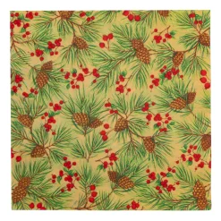 Evergreen And Berries Gold Luncheon Napkins - includes 20 Luncheon Napkins