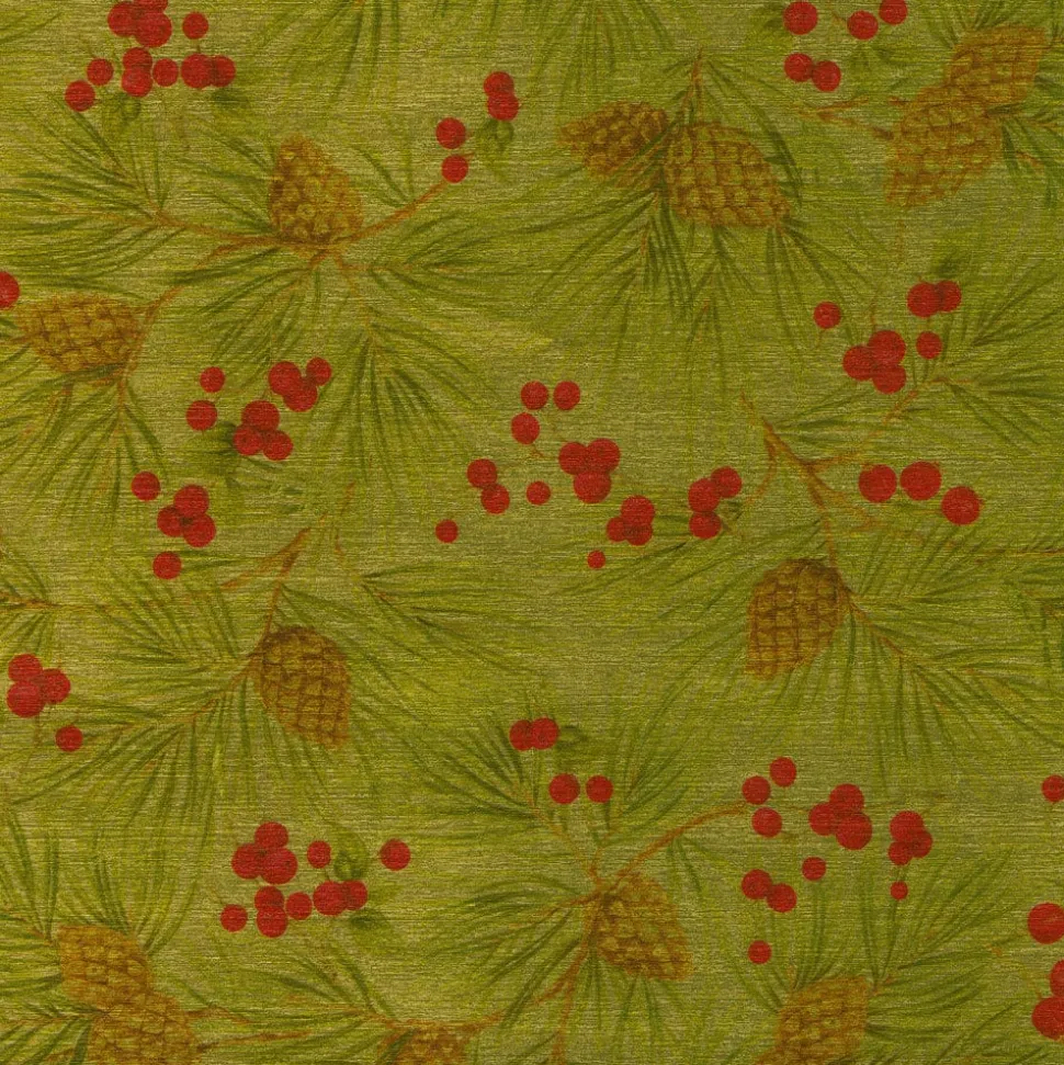 Evergreen And Berries Gold Foil Roll Wrap - includes 1 Roll