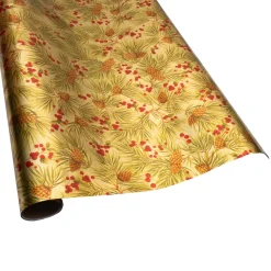 Evergreen And Berries Gold Foil Roll Wrap - includes 1 Roll