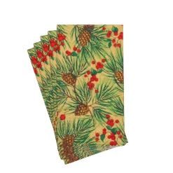 Evergreen And Berries Gold Guest Towels - includes 15 Guest Towels