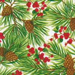 Evergreen and Berries White Dinner Napkins - includes 20 Dinner Napkins