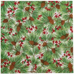Evergreen and Berries White Dinner Napkins - includes 20 Dinner Napkins