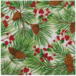 Evergreen and Berries White Dinner Napkins - includes 20 Dinner Napkins