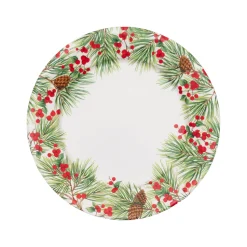 Evergreen And Berries White Paper Dinner Plates - includes 8 Paper Dinner Plates