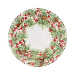 Evergreen And Berries White Paper Dinner Plates - includes 8 Paper Dinner Plates