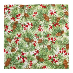 Evergreen And Berries White Luncheon Napkins - includes 20 Luncheon Napkins