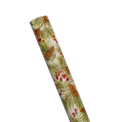 Evergreen And Berries White Roll Wrap - includes 1 Roll
