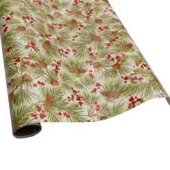 Evergreen And Berries White Roll Wrap - includes 1 Roll