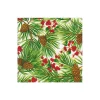 Evergreen and Berries White Cocktail Napkins - includes 20 Cocktail Napkins