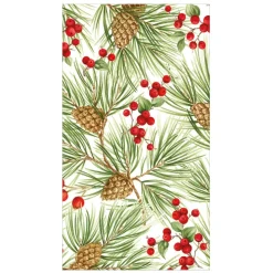 Evergreen and Berries White Guest Towels - includes 15 Guest Towels