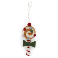 Felt Candy Ornament with Green Bow - Set of Three