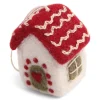 Felt Mini Christmas House Ornament - Set of Two
