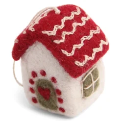 Felt Mini Christmas House Ornament - Set of Two