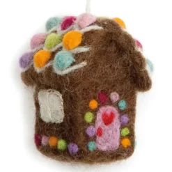 Felt Mini Gingerbread House Ornament - Set of Two