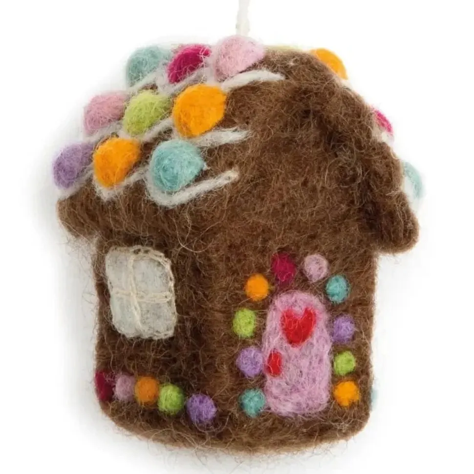 Felt Mini Gingerbread House Ornament - Set of Two