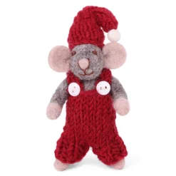 Felt Ornament Set - Mouse in Red and Mouse with Garland