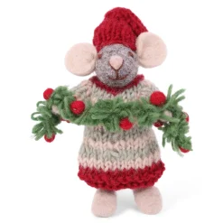 Felt Ornament Set - Mouse in Red and Mouse with Garland