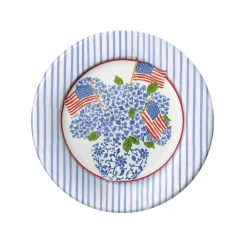 Flags and Hydrangeas Paper Salad & Dessert Plates - 8 Per Package