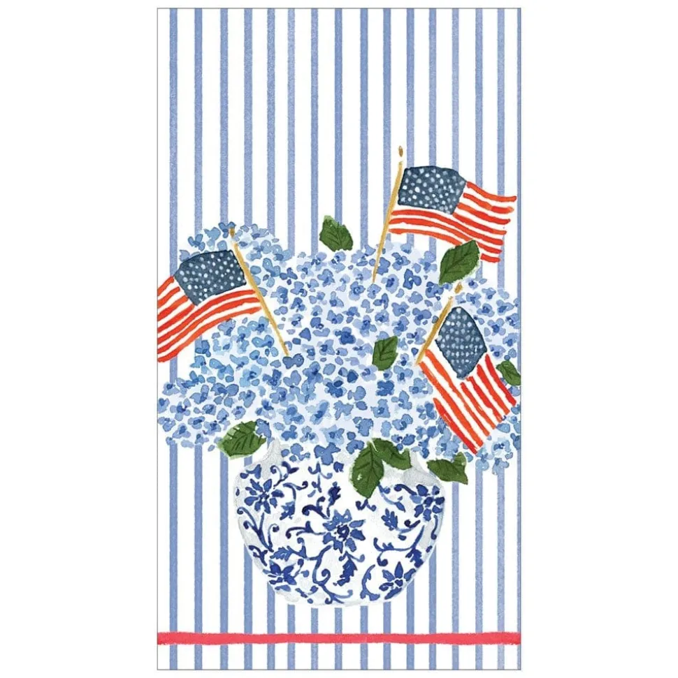 Flags and Hydrangeas Paper Guest Towel Napkins - 15 Per Package