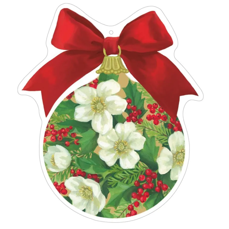 Floral Die-Cut Ornament Gift Tags - 4 Per Package