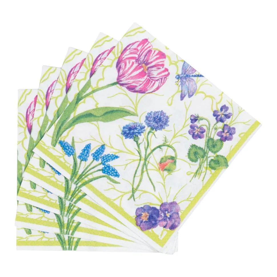 Floral Majolica Cocktail Napkins - 20 Per Package