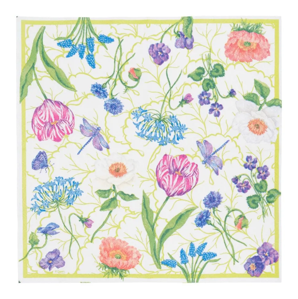 Floral Majolica Cocktail Napkins - 20 Per Package