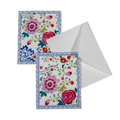 Floral Porcelain Assorted Boxed Note Cards - 10 Note Cards & 10 Envelopes