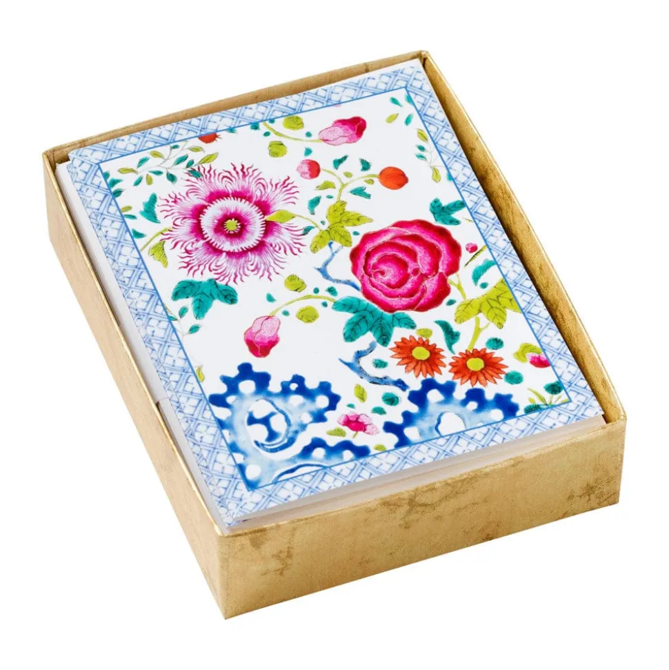 Floral Porcelain Assorted Boxed Note Cards - 10 Note Cards & 10 Envelopes