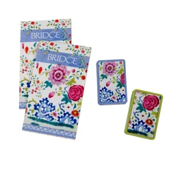 Floral Porcelain Bridge Gift Sets - 2 Playing Card Decks & 2 Score Pads