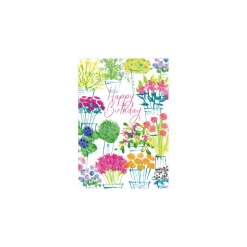 Floral Whimsy Birthday - Set Of Six Greeting Cards And Envelopes