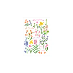 Floral Whimsy Birthday - Set Of Six Greeting Cards And Envelopes