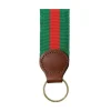 Forest green & Red Key Ring with Leather Trim