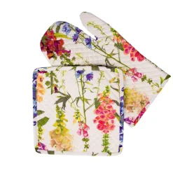 Foxgloves Oven Mitts And Pot Holders Set - 1 Piece Of Each