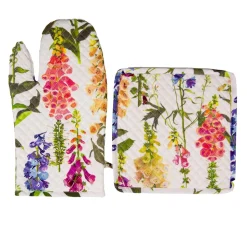 Foxgloves Oven Mitts And Pot Holders Set - 1 Piece Of Each