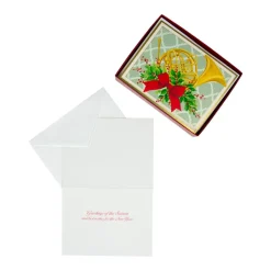 French Horn With Swag Large Boxed Christmas Cards - includes 15 cards & envelopes